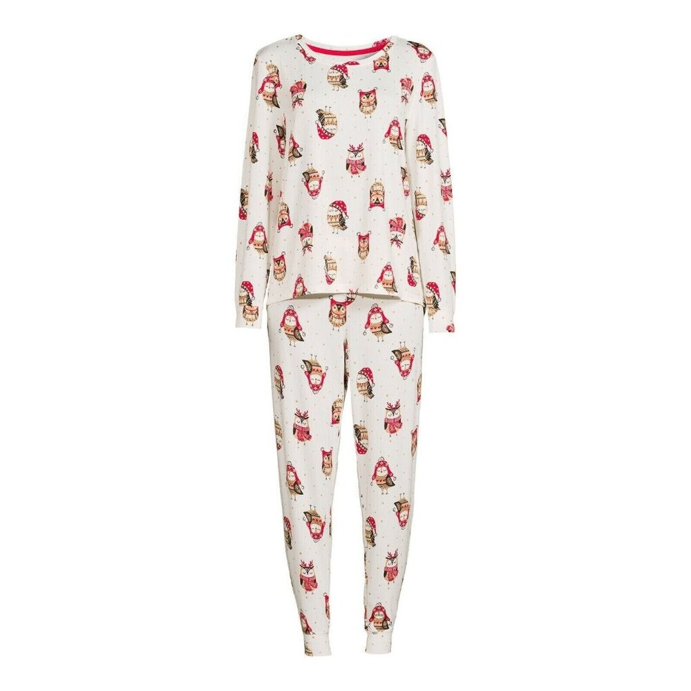 Secret Treasures Misses 2XL Top with 3XL Pants Winter Owls 2 Piece Pajama Set